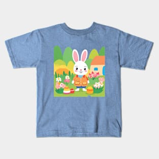 Pippity-Pop Bunny: Filling the Garden with Eggs Kids T-Shirt